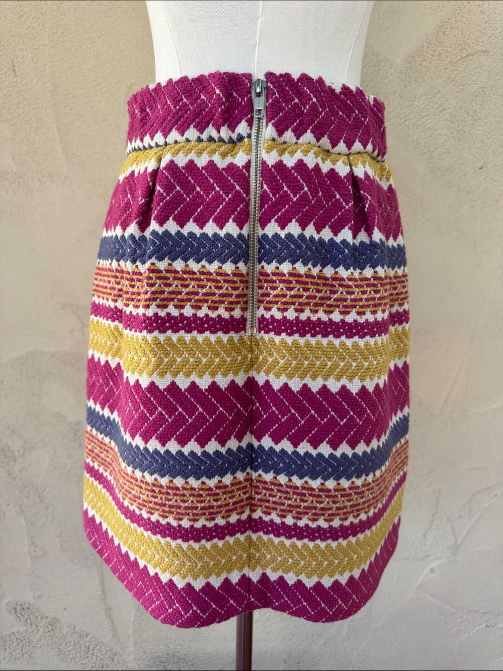 Anthropologie Nomad Morgan Carper Jacquard Mini Skirt Pink Chevron Stripe Size S - Picture 7 of 15